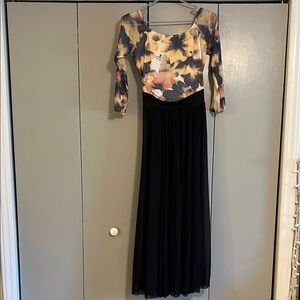 Revolution Dance Costume Floral Top with Black Skirt attached Dress